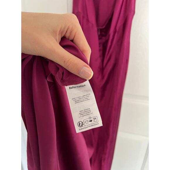 NWT Reformation Daniela Silk Dress $398 MSRP in Hibiscus Tea Purple - Picture 7 of 8